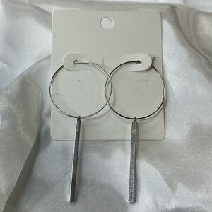 🩵6/$30 — Elegant Silver Hoop Bar Dangle Earrings